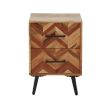Boho Two Drawer Chest - Mango Metal/Wood - L30 x W40 x H60 cm - Black/Natural