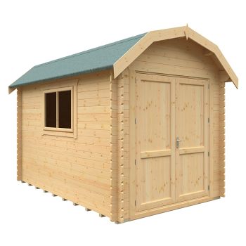 12x8 The Aldford Barn 28mm Cabin - L355 x W235 x H277.6 cm - Solid Wood/Softwood/Pine - Natural