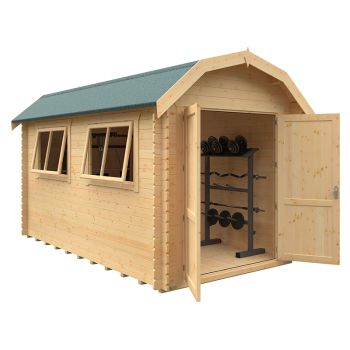14x8 The Aldford Barn 28mm Cabin - L415 x W235 x H277.6 cm - Solid Wood/Softwood/Pine - Natural