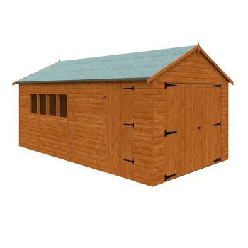 18 x 10 Feet Garage 12mm Shed - Solid Wood/Softwood/Pine - L535 x W295 x H272.7 cm - Burnt Orange