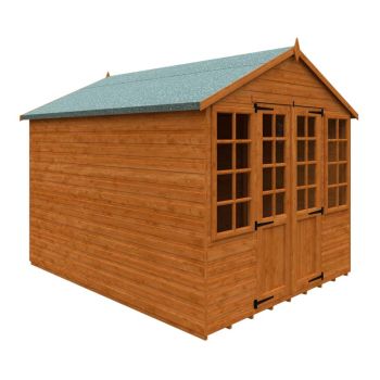 10 x 8 Feet Summerhouse 12mm Shed - Solid Wood/Softwood/Pine - L295 x W235 x H243.7 cm - Burnt Orange
