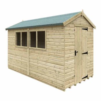 12 x 6 Feet Apex Premier 16mm Shed - Solid Wood/Softwood/Pine - L355 x W175 x H242.3 cm - Green