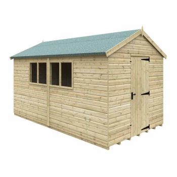 14 x 8 Feet Apex Premier 16mm Shed - Solid Wood/Softwood/Pine - L415 x W235 x H256.3 cm - Green