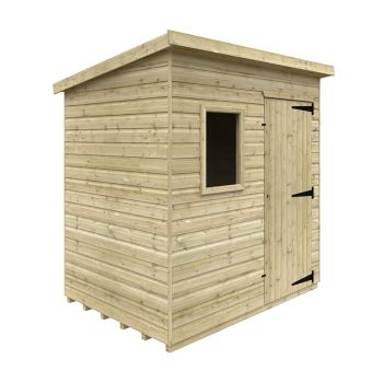 7 x 5 Feet Tanalised Deluxe Pent 16mm Shed - Solid Wood/Softwood/Pine - L205 x W145 x H207.3 cm - Green