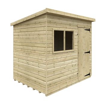 8 x 6 Feet Tanalised Deluxe Pent 16mm Shed - Solid Wood/Softwood/Pine - L235 x W175 x H207.3 cm - Green