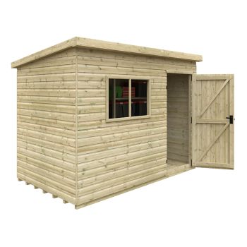 10 x 6 Feet Tanalised Deluxe Pent 16mm Shed - Solid Wood/Softwood/Pine - L295 x W175 x H207.3 cm - Green