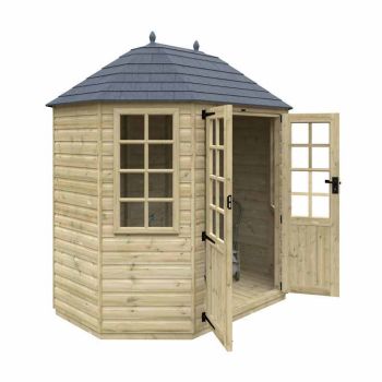 8 x 6 Feet Tanalised Octagonal 16mm Shed - Solid Wood/Softwood/Pine - L241 x W181 x H272 cm - Green