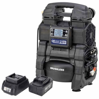 SIP QT Battery & Mains Oilless Compressor - Stainless Steel - L25 x W34 x H45 cm