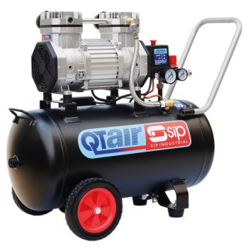 SIP QT AIR DD 1.5HP 50 Litre Ultra Low Noise Oil-Free Direct Drive Compressor - L40.5 x W70 x H66 cm - Black