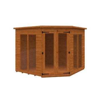 8 x 8 Feet Ful Pane Cornerhouse 12mm Shed - Solid Wood/Softwood/Pine - L235 x W235 x H209 cm - Burnt Orange