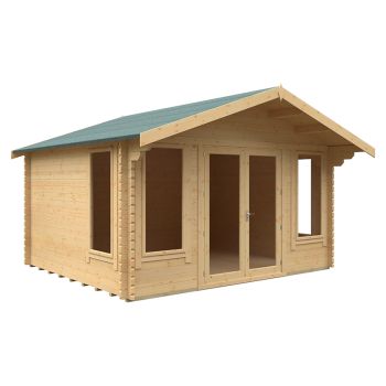 12x14 The Sutton 44mm Cabin - L355 x W415 x H282.2 cm - Solid Wood/Softwood/Pine - Natural