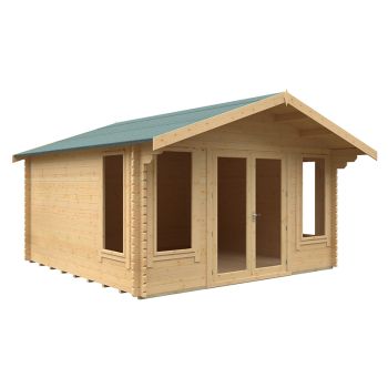 14x14 The Sutton 44mm Cabin - L415 x W415 x H282.2 cm - Solid Wood/Softwood/Pine - Natural