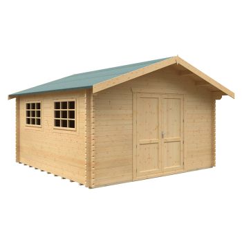 14x14w Marlborough Plus 44mm Cabin - L415 x W415 x H282.2 cm - Solid Wood/Softwood/Pine - Natural