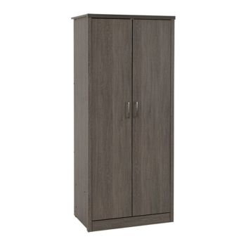 Lisbon 2 Door Wardrobe - L53.5 x W81.5 x H187 cm - Black Wood Grain