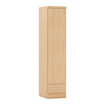 Nevada 1 Door 1 Drawer Wardrobe - L52 x W40 x H182.5 cm - Sonoma Oak Effect