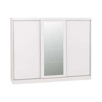 Nevada 3 Door Sliding Wardrobe - L62 x W242.5 x H194 cm - White Gloss