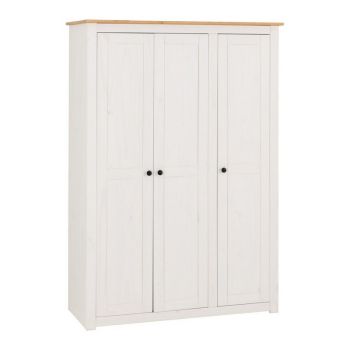 Panama 3 Door Wardrobe - L50 x W118 x H171.5 cm - White/Natural Wax