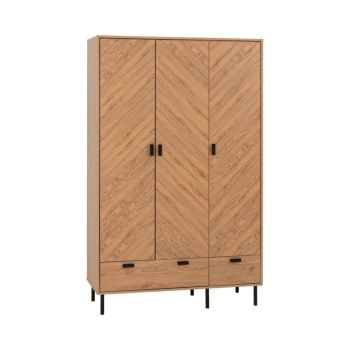 Leon 3 Door 2 Drawer Wardrobe - L47 x W118.5 x H190.5 cm - Medium Oak Effect