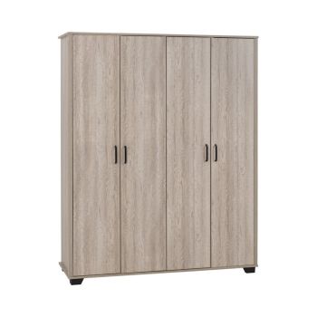 Oliver 4 Door Wardrobe - L52 x W153 x H190 cm - Light Oak Effect