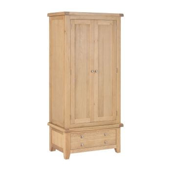 Windsor 2 Door 1 Drawer Wardrobe - L56 x W90 x H190 cm - Natural Oak