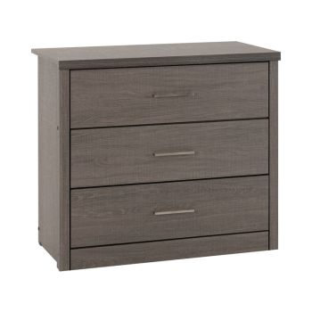 Lisbon 3 Drawer Chest - L40 x W80.5 x H72 cm - Black Wood Grain