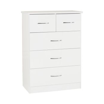 Nevada 3+2 Drawer Chest - L46 x W81 x H115.5 cm - White Gloss