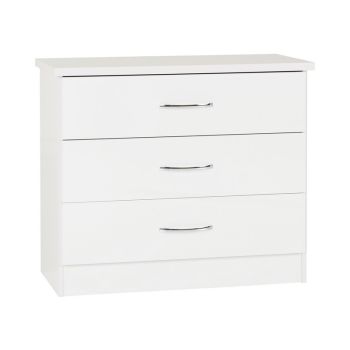 Nevada 3 Drawer Chest - L40 x W81 x H70.5 cm - White Gloss