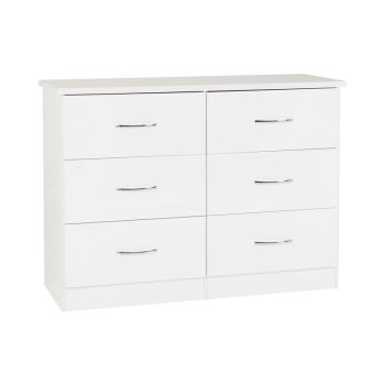 Nevada 6 Drawer Chest - L46 x W120 x H89.5 cm - White Gloss