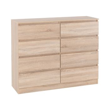 Malvern 8 Drawer Chest - L40 x W121.5 x H100 cm - Sonoma Oak Effect