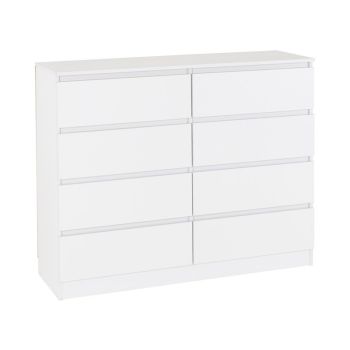 Malvern 8 Drawer Chest - L40 x W121.5 x H100 cm - White