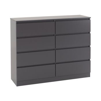 Malvern 8 Drawer Chest - L40 x W121.5 x H100 cm - Grey