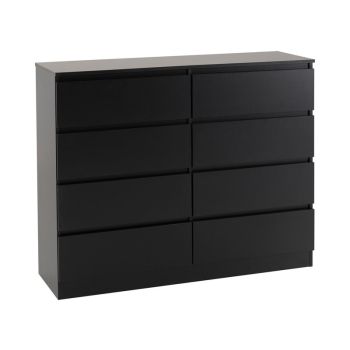 Malvern 8 Drawer Chest - L40 x W121.5 x H100 cm - Black