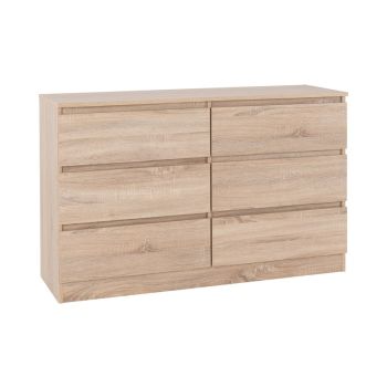 Malvern 6 Drawer Chest - L40 x W121.5 x H77 cm - Sonoma Oak Effect