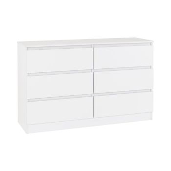 Malvern 6 Drawer Chest - L40 x W121.5 x H77 cm - White