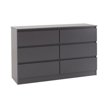 Malvern 6 Drawer Chest - L40 x W121.5 x H77 cm - Grey