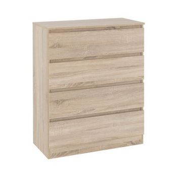 Malvern 4 Drawer Chest - L40 x W80 x H100 cm - Sonoma Oak Effect