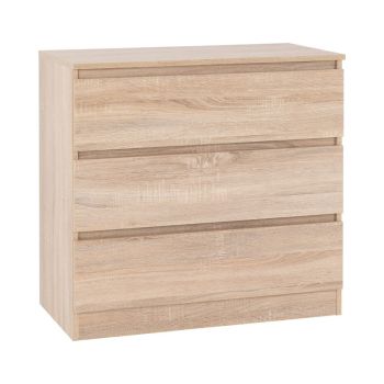 Malvern 3 Drawer Chest - L40 x W80 x H77 cm - Sonoma Oak Effect