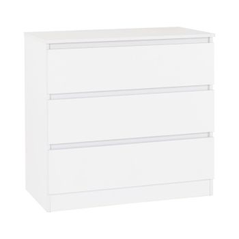 Malvern 3 Drawer Chest - L40 x W80 x H77 cm - White