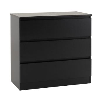 Malvern 3 Drawer Chest - L40 x W80 x H77 cm - Black