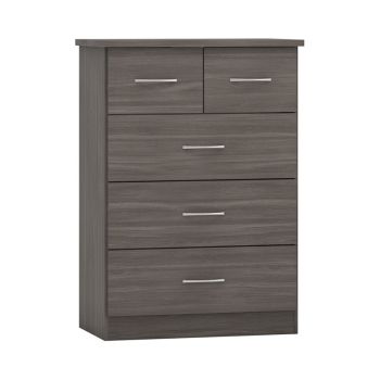 Nevada 3+2 Drawer Chest - L46 x W81 x H115.5 cm - Black Wood Grain