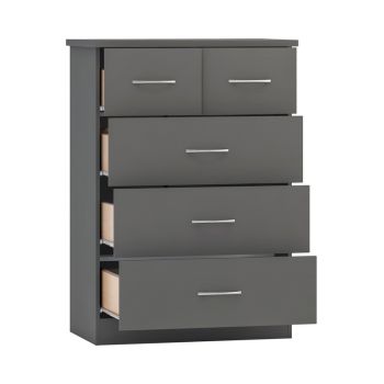 Nevada 3+2 Drawer Chest - L46 x W81 x H115.5 cm - 3D Effect Grey