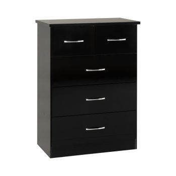 Nevada 3+2 Drawer Chest - L46 x W81 x H115.5 cm - Black Gloss