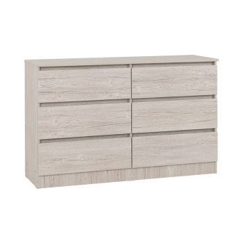 Malvern 6 Drawer Chest - L40 x W121.5 x H77 cm - Urban Snow