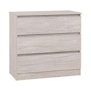 Malvern 3 Drawer Chest - L40 x W80 x H77 cm - Urban Snow