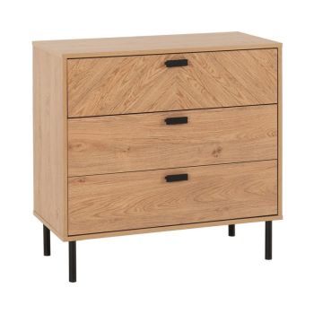 Leon 3 Drawer Chest - L40 x W80 x H78.5 cm - Medium Oak Effect