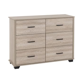 Oliver 6 Drawer Chest - L40 x W120 x H90 cm - Light Oak Effect