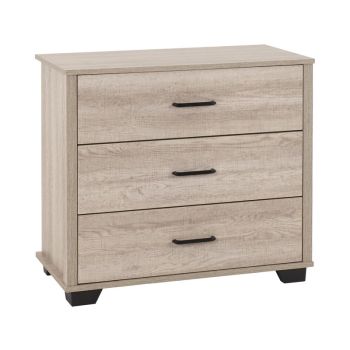 Oliver 3 Drawer Chest - L40 x W80 x H72 cm - Light Oak Effect