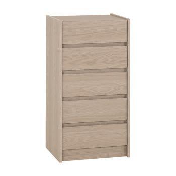 Paris 5 Drawers Chest - L40 x W48 x H94 cm - Smoked Ash Effect
