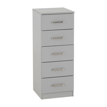 Dakota 5 Drawer Narrow Chest - L36 x W35 x H90.5 cm - Light Grey