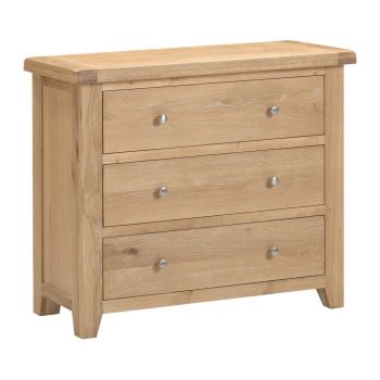 Windsor 3 Drawer Chest - L40 x W97 x H81 cm - Natural Oak